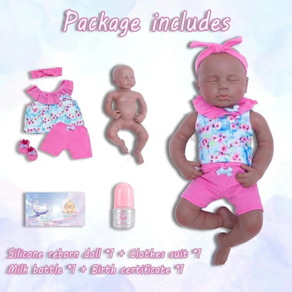 🆕19 inch Full Body Platinum Silicone Bald Baby Dolls Sleeping Zora-tan Boy